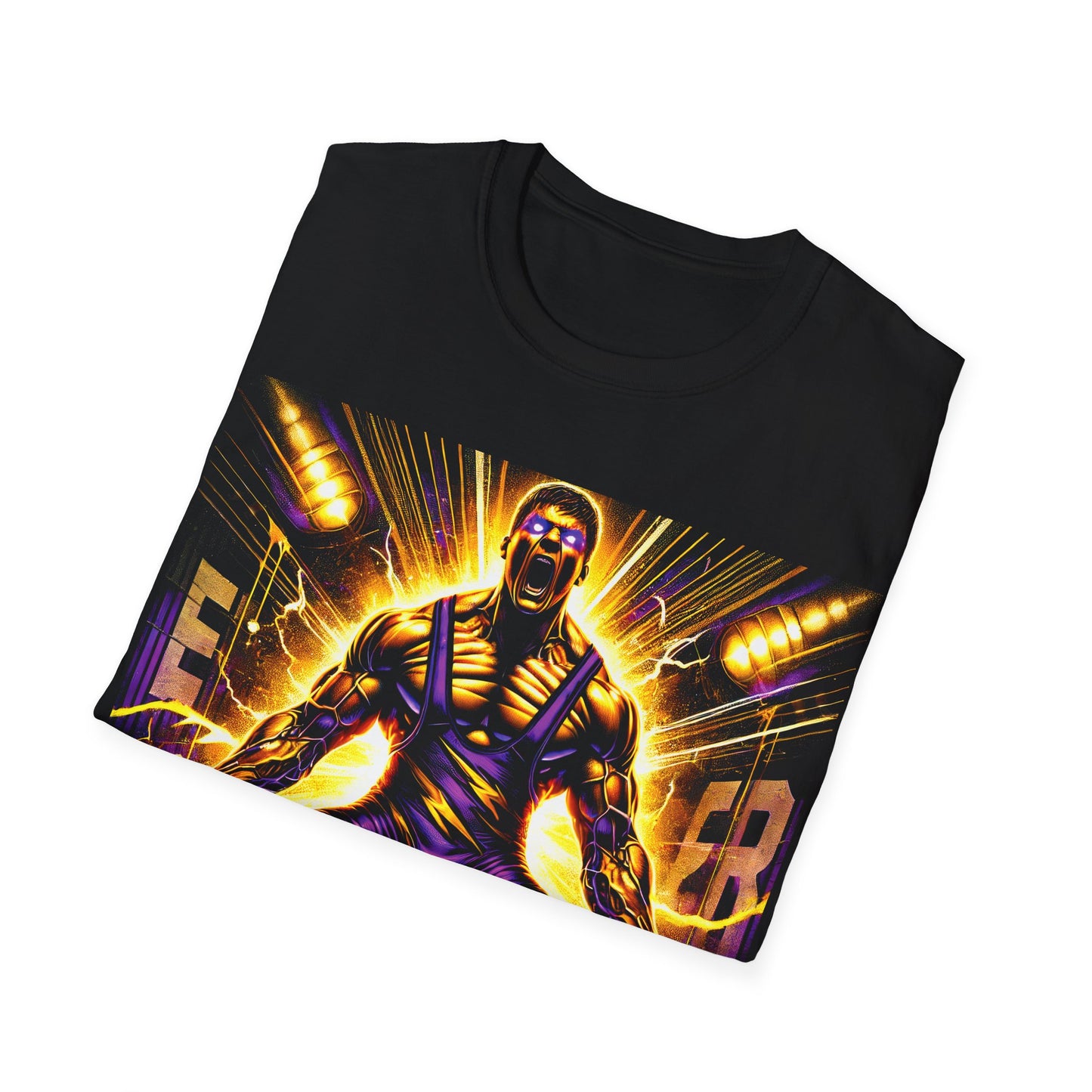 Wrestling T-Shirt with 'Earned Never Given' Design - Gildan Black Softstyle