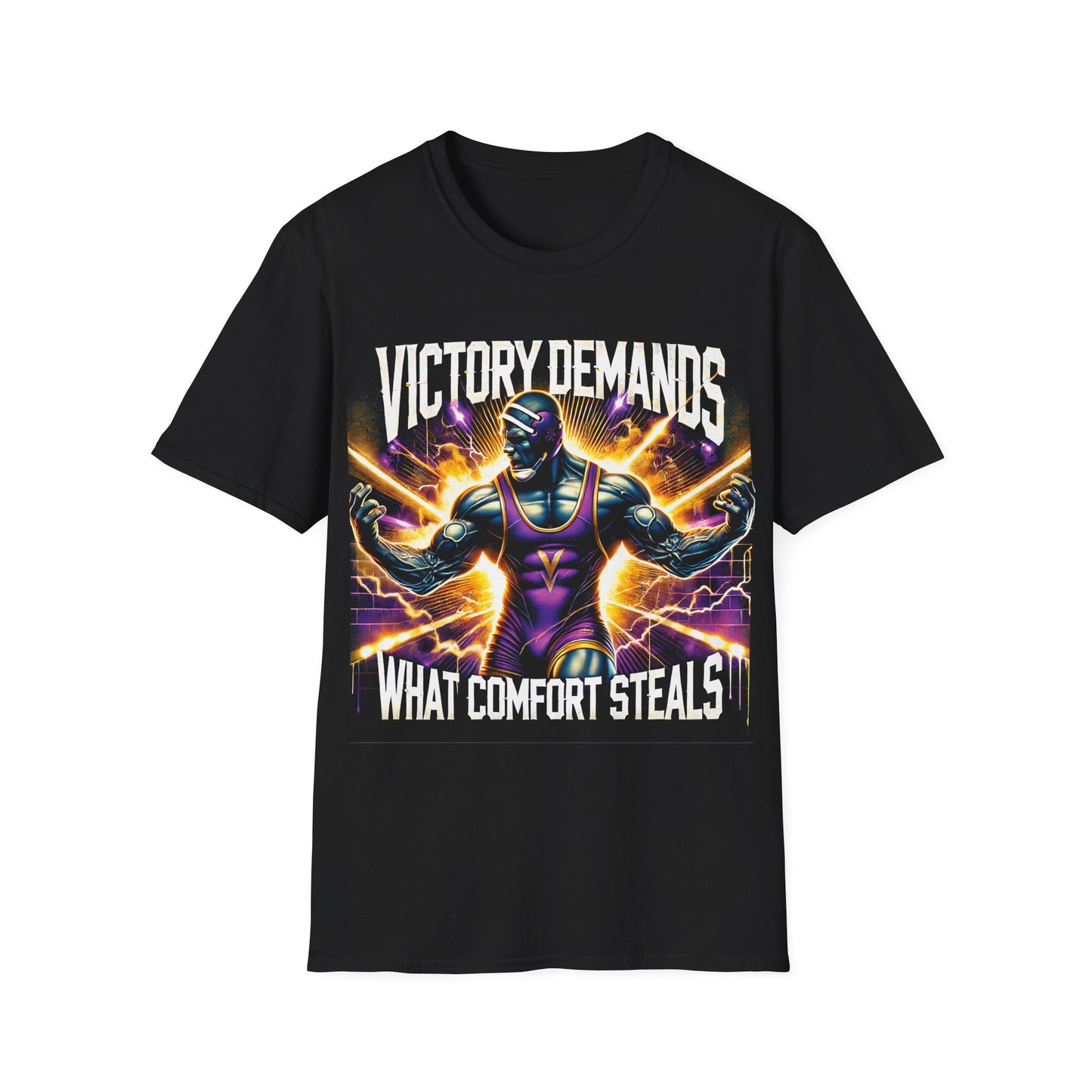 Victory Demands What Comfort Steals Wrestling T-Shirt - Intense Athlete Design