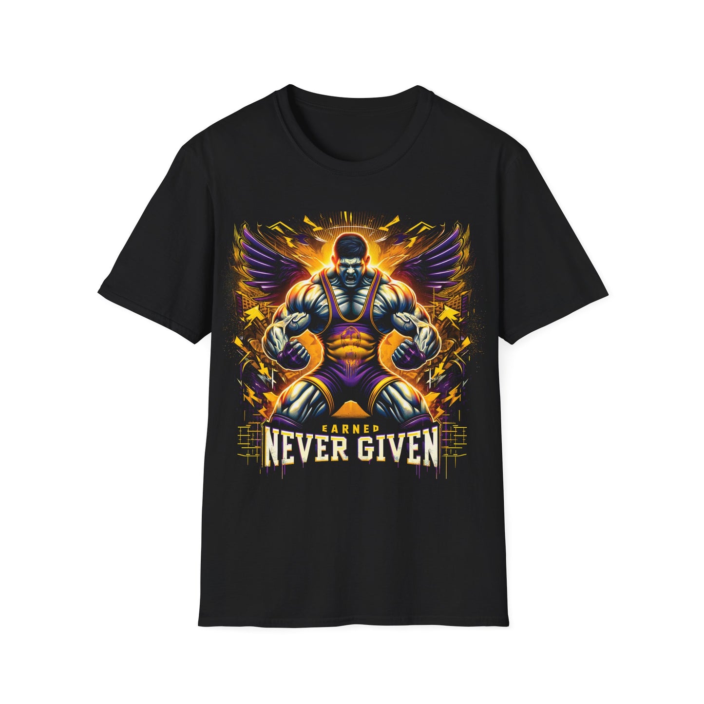Earned, Never Given Wrestling T-Shirt - Fierce Champion Design for Relentless Athletes