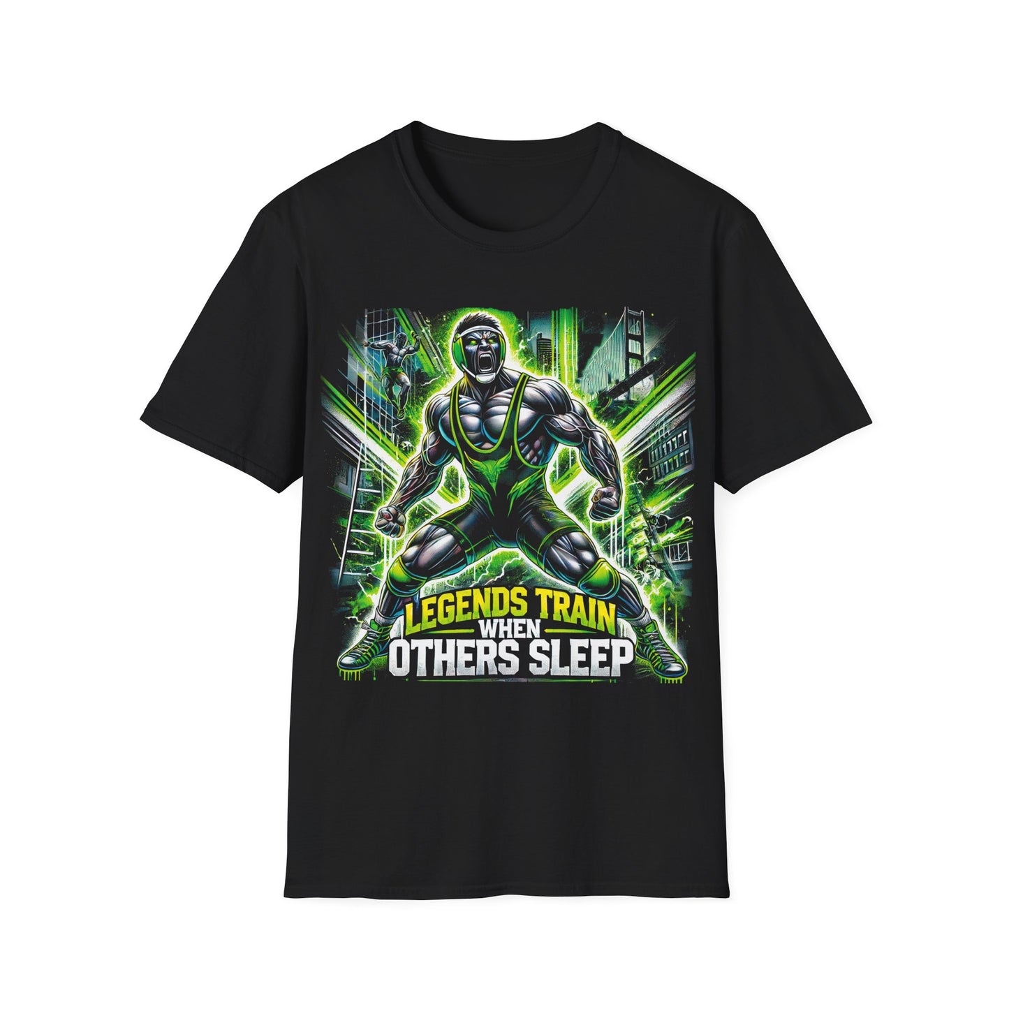 Wrestling Legends Softstyle T-Shirt - 'LEGENDS TRAIN WHEN OTHERS SLEEP'