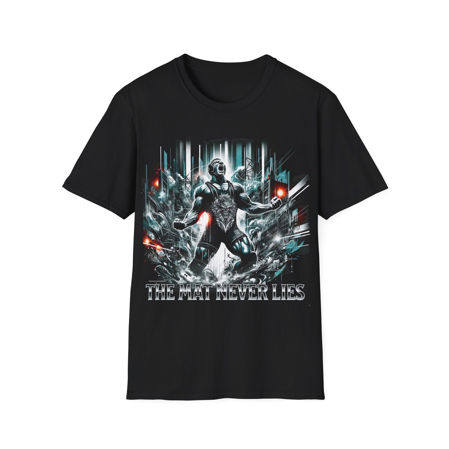 Wrestling T-Shirt - THE MAT NEVER LIES - Unisex Softstyle