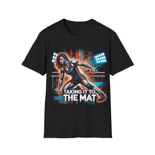 Taking It to the Mat Wrestling T-Shirt - Fierce Female Athlete Design