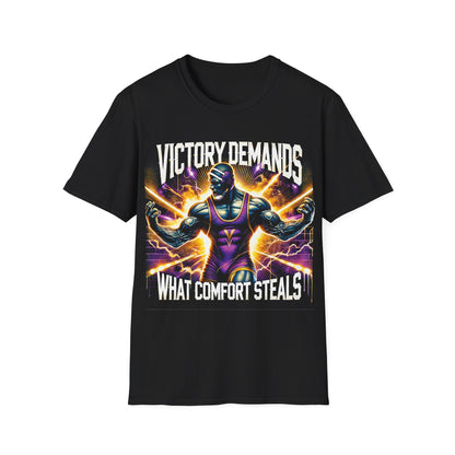 Victory Demands What Comfort Steals Wrestling T-Shirt - Intense Athlete Design