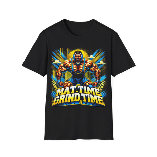 Mat-Time Grind Time Wrestling T-Shirt - Explosive Athlete Design for Relentless Competitors