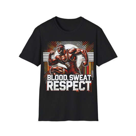 Blood, Sweat, Respect Wrestling T-Shirt - Powerful Athlete Design for Champions